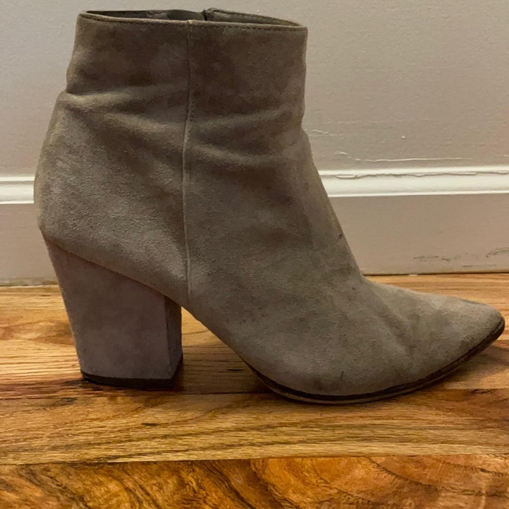 Steve Madden, Grey Suede Heeled Booties, Size 9.5
